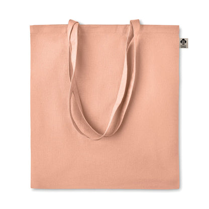 Tote bag naranja pálido de algodón con asas largas 