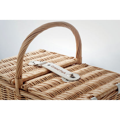 Cesta para picnic personalizada en la tapa con logotipo