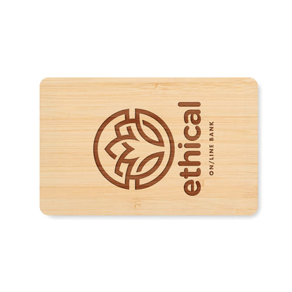 Tarjeta RFID de bambú rectangular con logotipo marcado a láser