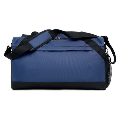 Bolsa grande de viaje azul y negra con gran bolsillo frontal con cremallera y asa balndolera