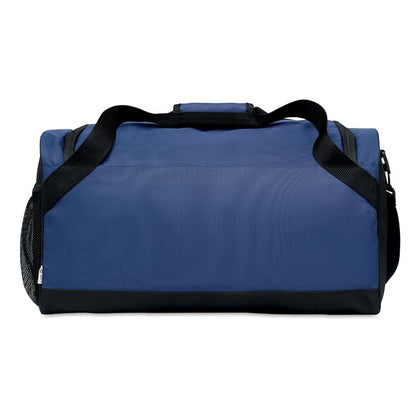 Parte trasera de bolsa de deporte azul de poliéster