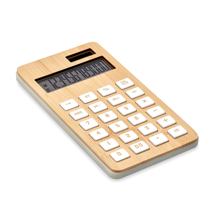 CALCUBIM - Calculadora bambú de 12 dígitos - Regalos Corporativos Personalizados · Clap Comunicacion
