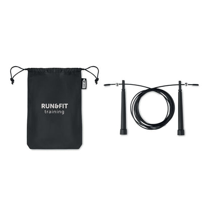 Cuerda negra de saltar con funda personalizada con logotipo