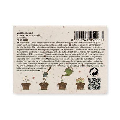 Instrucciones de cultivo de blo de notas con semillas