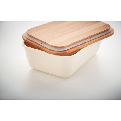 Taper blanca personalizada con logotipo en tapa de madera