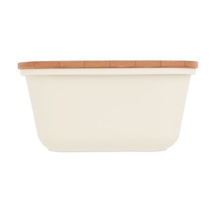 Vista derecha de fiambrera blanca