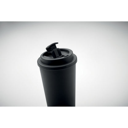 Vaso de PP azul con tapa