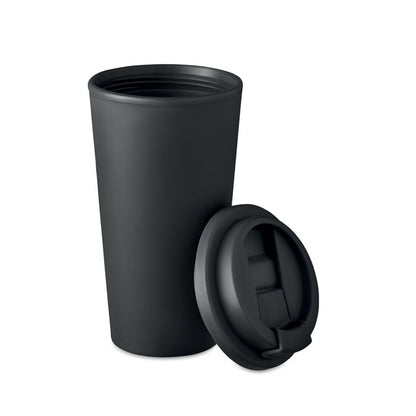Vaso de PP negro con tapa