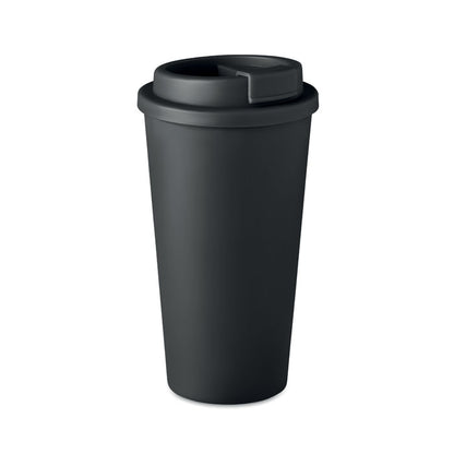 Vaso de PP negro con tapa