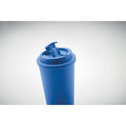 parte de arriba de vaso azul de PP con tapa