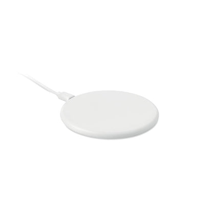 Cargador inalámbrico redondo blanco con cable