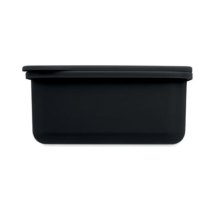 Vista izquierda de recipiente negro para comida
