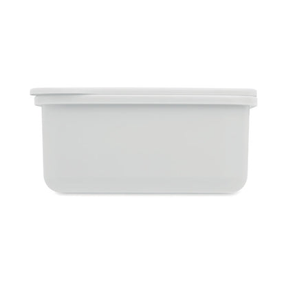 Vista izquierda de recipiente blanco para comida