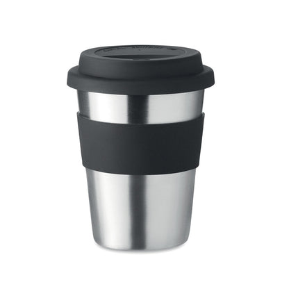 Mug de viaje con tapadera de silicona negra