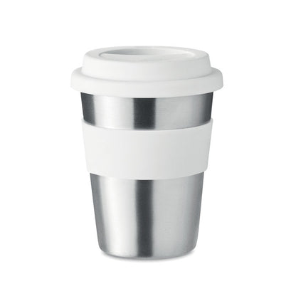 Mug de viaje con tapadera de silicona blanca
