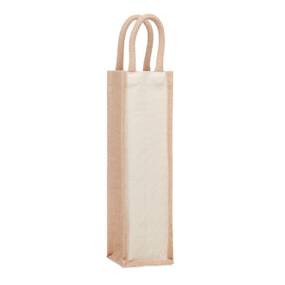 Bolsa para botella de yute y algodón canvas