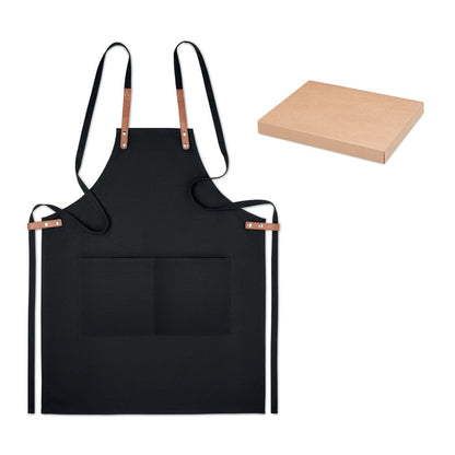 Delantal de cocina ajustable negro con bolsillo frontal y en caja individual