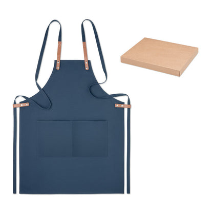 Delantal de cocina ajustable azul marino con bolsillo frontal y en caja individual