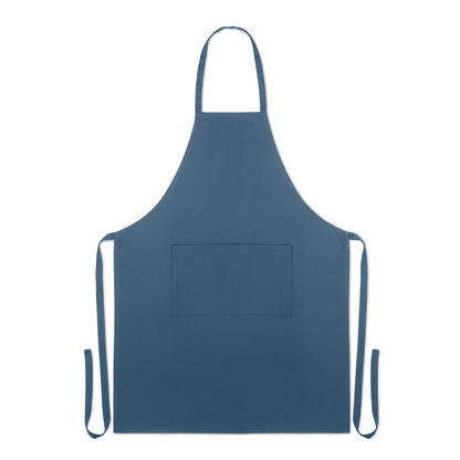 Delantal con peto de algodón azul