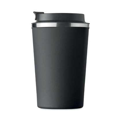 Vaso de viaje negro con tapadera
