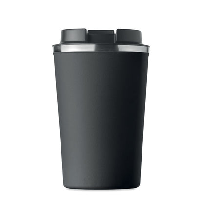Vaso con tapa de acero inox negro