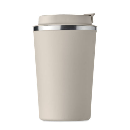 Vaso de viaje metálico beige con tapadera