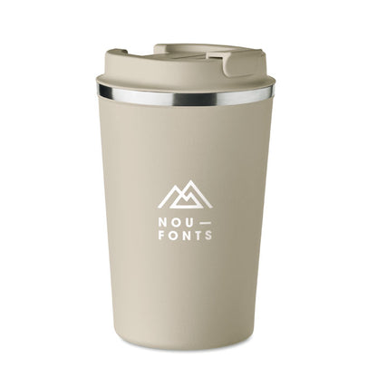 Vaso de acero inoxidable de color beige personalizado con logotipo