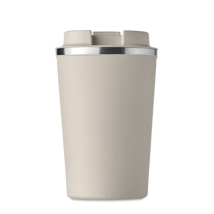 Vaso con tapa de acero inox beige
