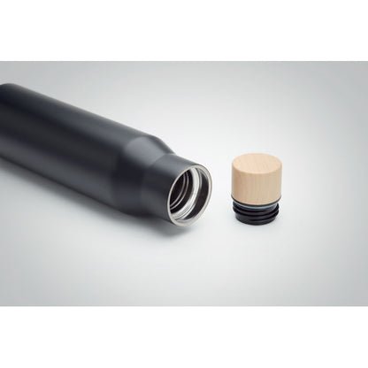 Bidón negro tumbado con tapa de madera