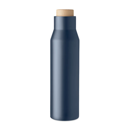 Botella de acero rojo  con tapa de madera