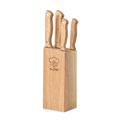 Soporte de madera de cuchillos personalizado con logotipo 