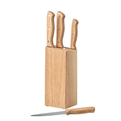 Soporte de madera con cuchillos