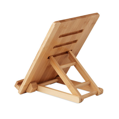 Parte trasera de soporte de madera para tablet con diferentes alturas