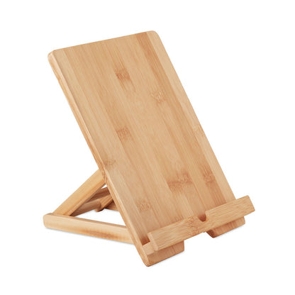 Soporte de sobremesa rectangular de madera para tablet o móvil