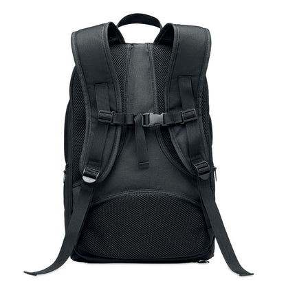 Espalda y asas acolchadas de mochila deportiva con ajuste con mosquetón 