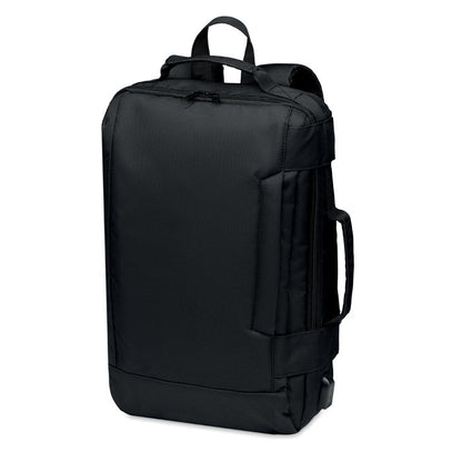 Vista lateral de mochila para portátil con asa lateral para llevar a modo maletin