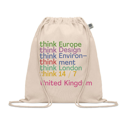 Mochila de cordones de algodón personalizada con frase de colores 