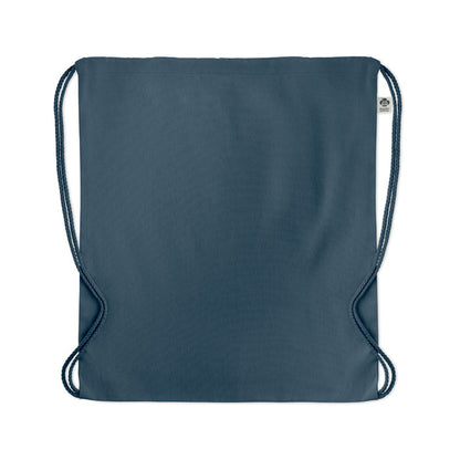 Bolsa con cierre de cordones azul de algodón orgánico