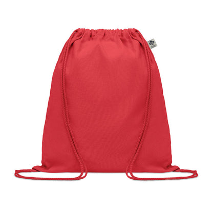 Mochila de cordones de algodón orgánico roja