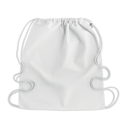 Mochila de algodón orgánico blanca con cierre de cordones