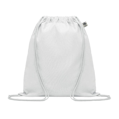 Mochila de cordones de algodón orgánico blanca