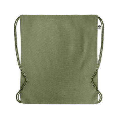 Bolsa con cierre de cordones verde de algodón orgánico