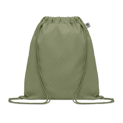 Mochila de cordones de algodón orgánico verde