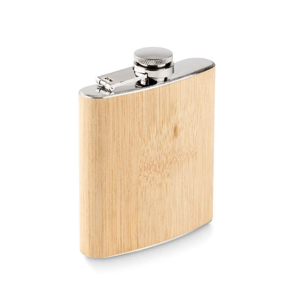 Petaca de madera de bambú y acero