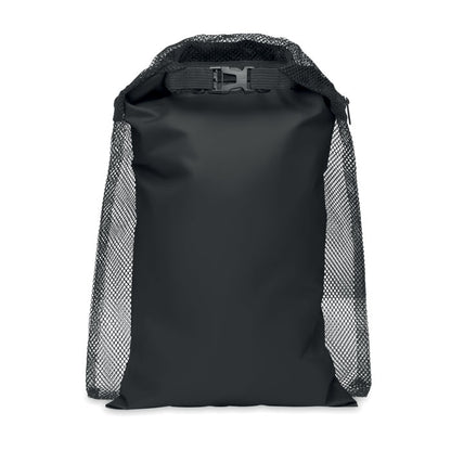 Saco de rejilla con bolsa impermeable  negra con  cierre enrrollable con mosquetón