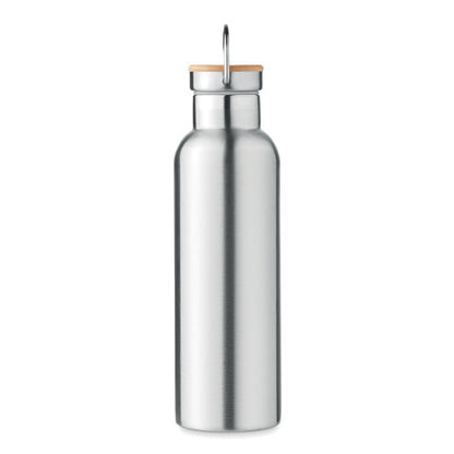 Perfil de Botella de acero plata con asa