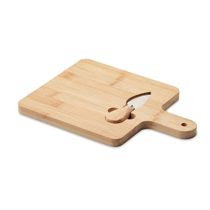 Tabla de cortar de bambú con cuchillo de quesos