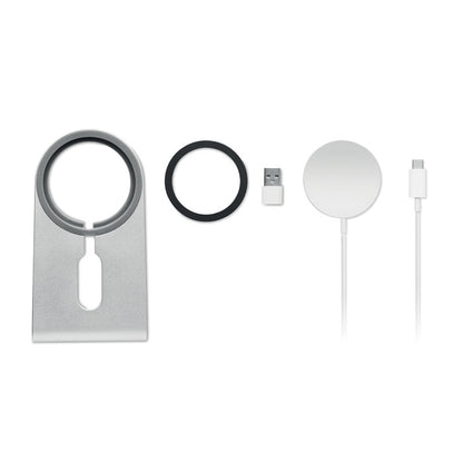 Cargador inalámbrico imantado con aro metálico