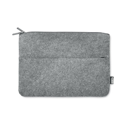 Funda de fieltro gris para portátil con dos compartimentos con cremallera