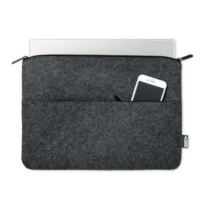 Funda de fieltro con compartimento para portátil y bolsillo para móvil color negro